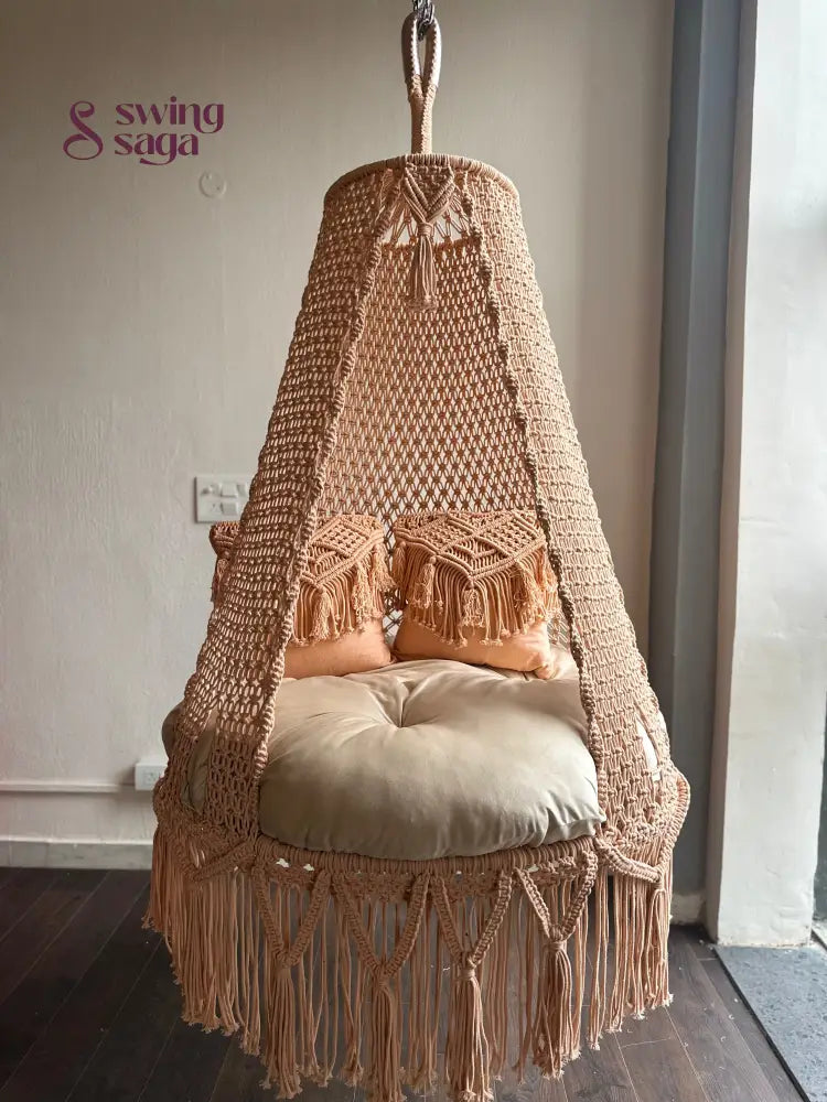 Peach single seater hanging chair - Swing Saga