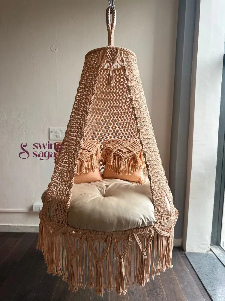 Peach single seater hanging chair - Swing Saga