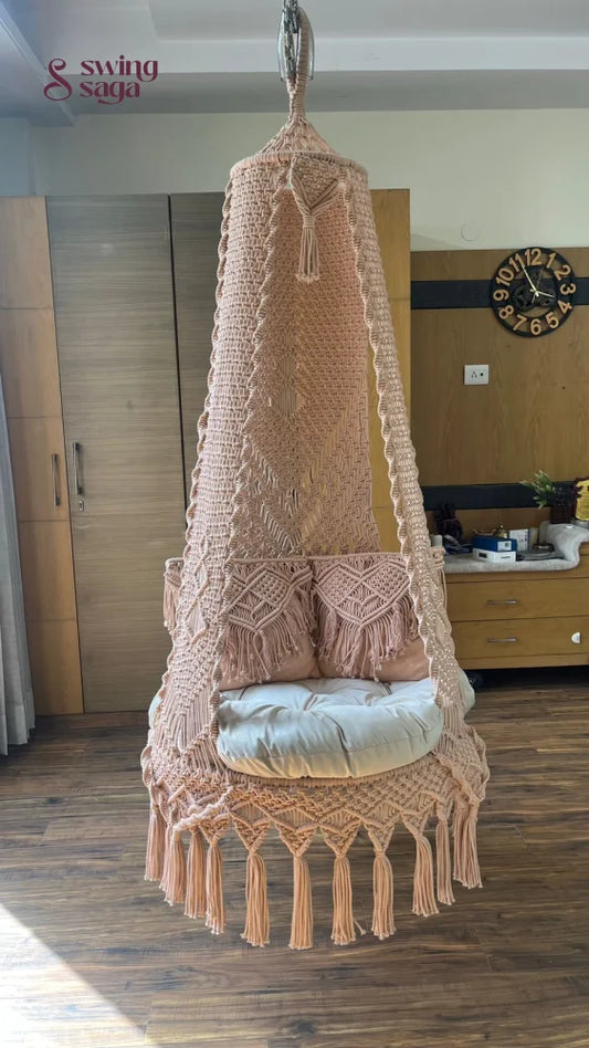 Small size single  seater  macrame swing for home. 