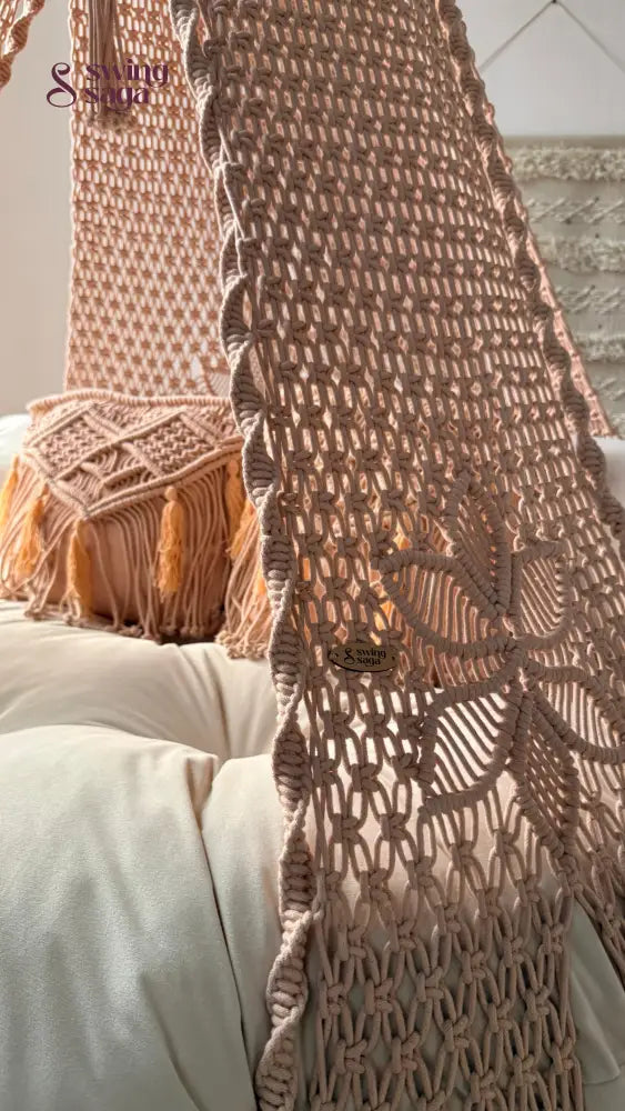 Light Peach Macrame Bed Swing - Swing Saga