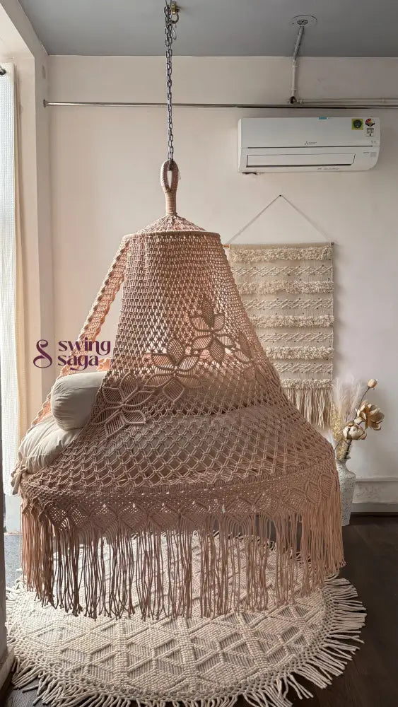 Light Peach Macrame Bed Swing - Swing Saga