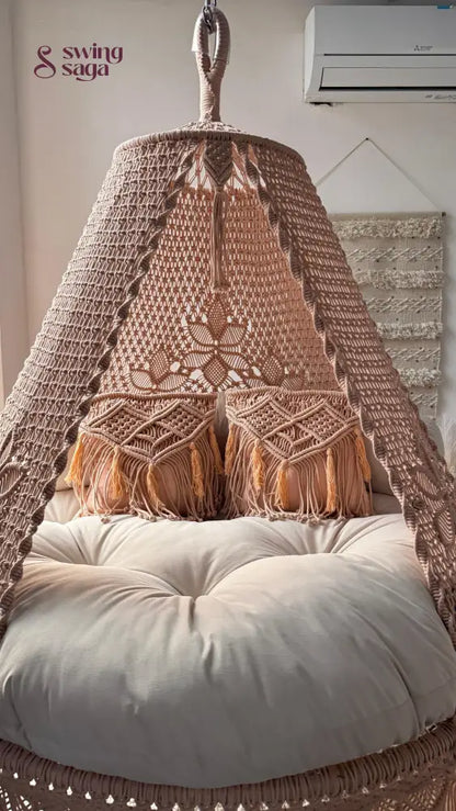 Light Peach Macrame Bed Swing - Swing Saga