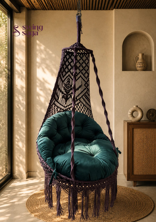 Indoor Hanging Chair Swing – Cadbury by Swing Saga - 40 Inches / Mocha Brown