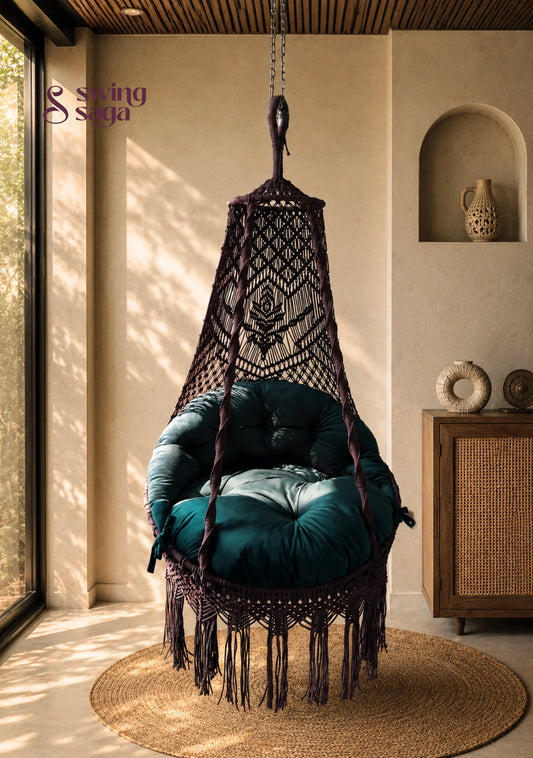 Indoor Hanging Chair Swing – Cadbury by Swing Saga - 40 Inches / Mocha Brown