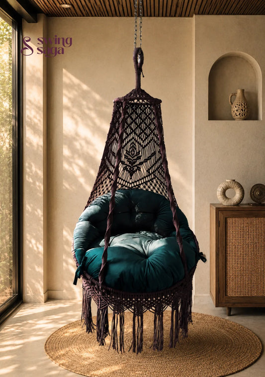 Indoor Hanging Chair Swing – Cadbury by Swing Saga - 40 Inches / Mocha Brown