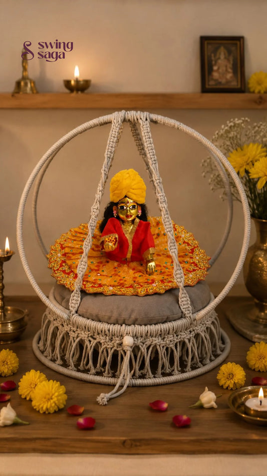 Krishna janmashtmi Jhula - Light grey / 16 inches