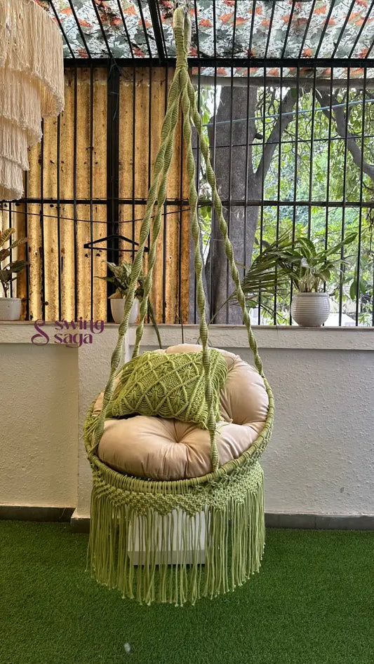 Green chair swing macrame