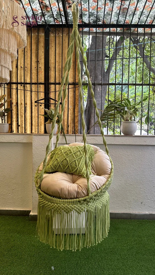 Green chair swing macrame