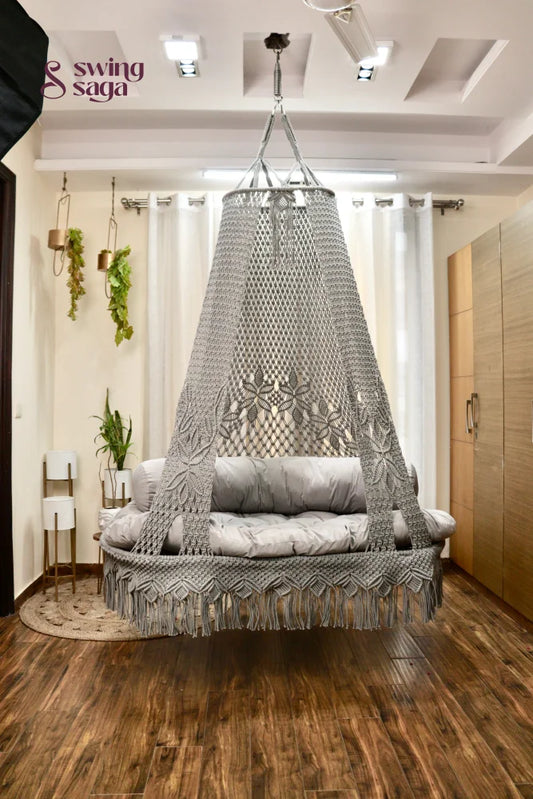 Light Grey boho sofa swing - Swing Saga