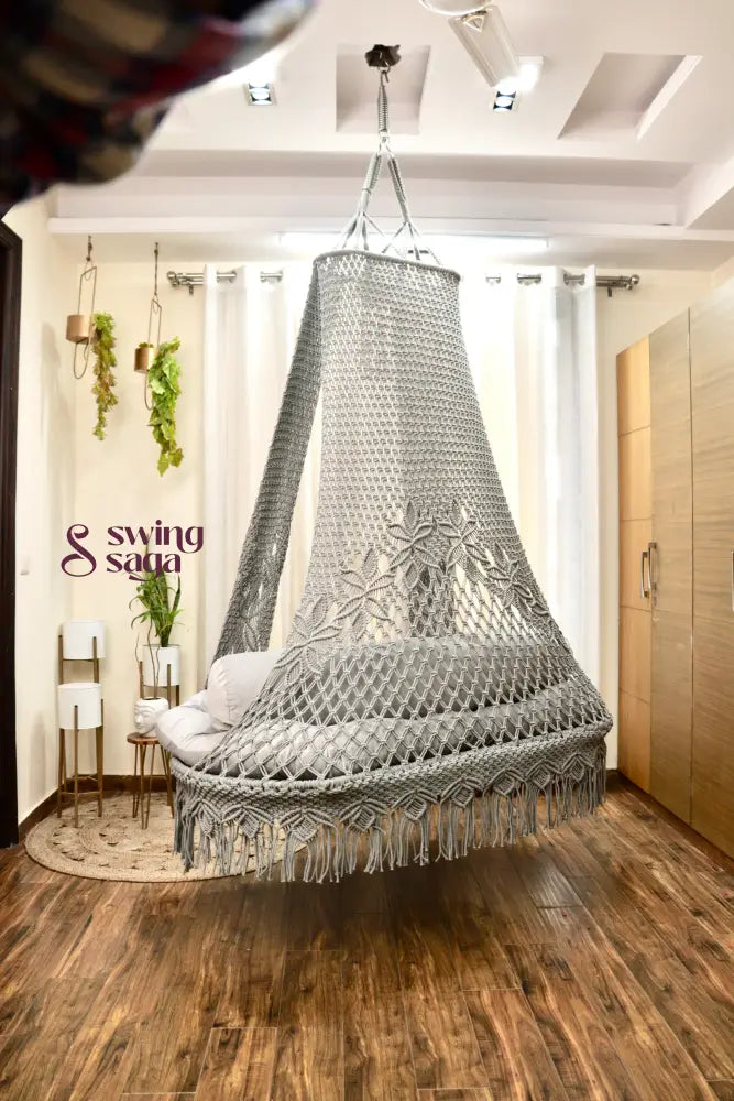 Light Grey boho sofa swing - Swing Saga