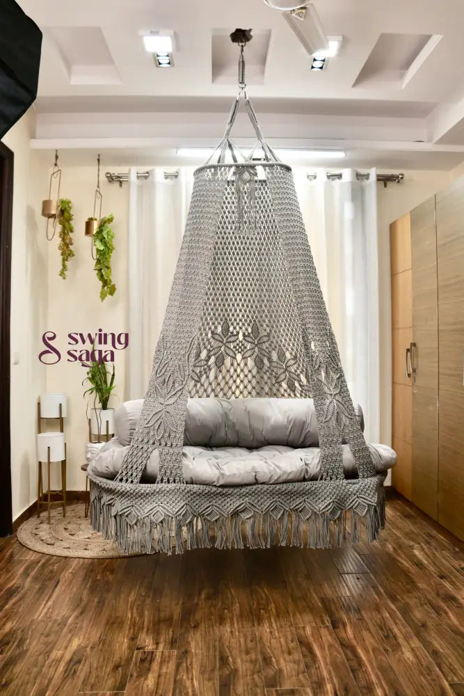 Light Grey boho sofa swing - Swing Saga
