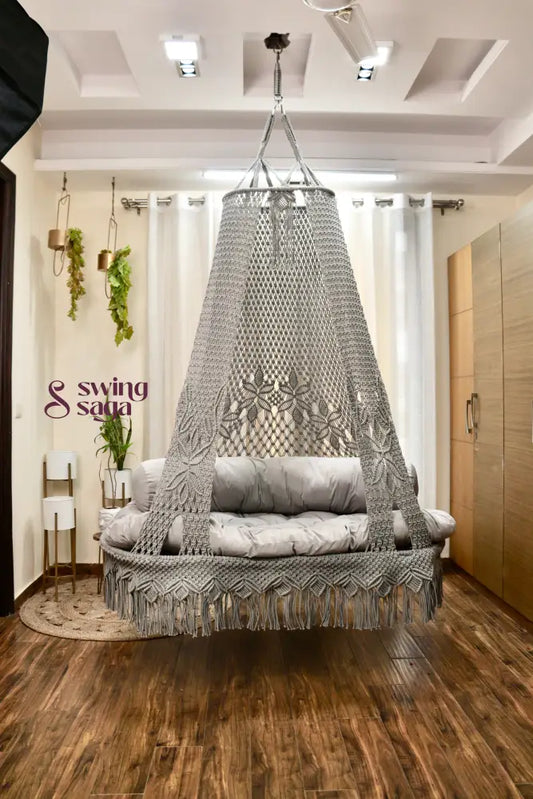 Light Grey boho sofa swing - Swing Saga