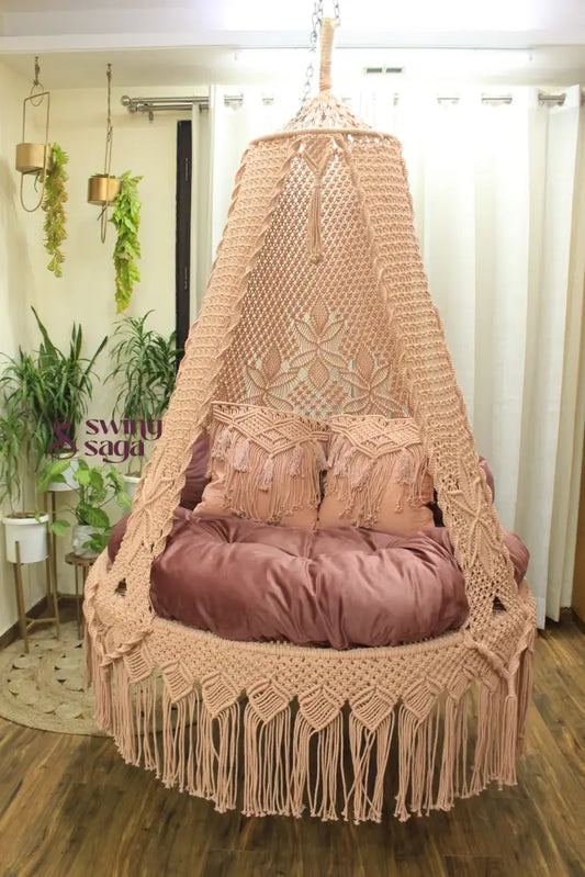 Light Peach Double seater hanging chair - Swing Saga