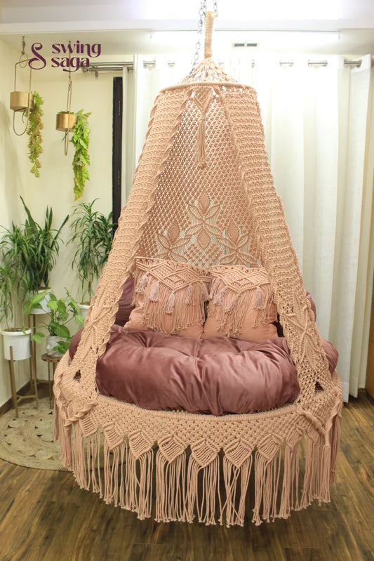 Light Peach Double seater hanging chair - Swing Saga