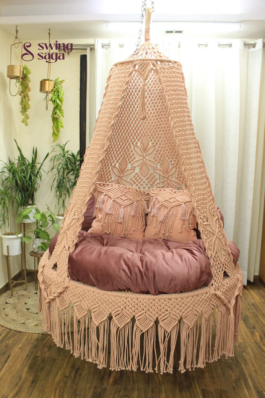 Light Peach Double seater hanging chair - Swing Saga
