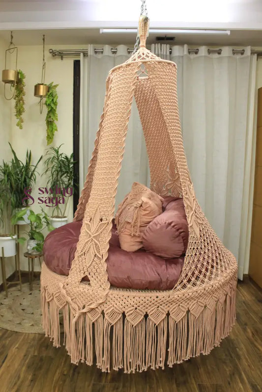 Light Peach Double seater hanging chair - Swing Saga