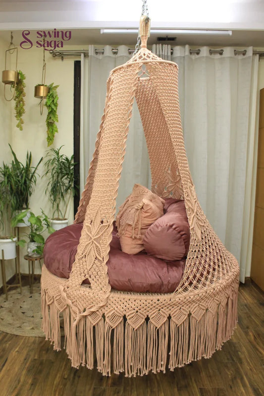 Light Peach Double seater hanging chair - Swing Saga