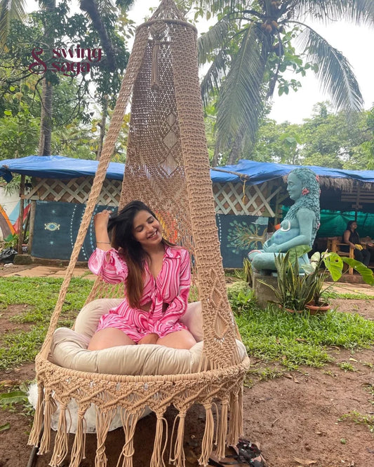 Light Peach single seater hanging chair - Swing Saga