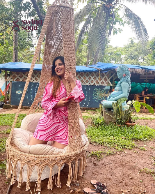 Light Peach single seater hanging chair - Swing Saga