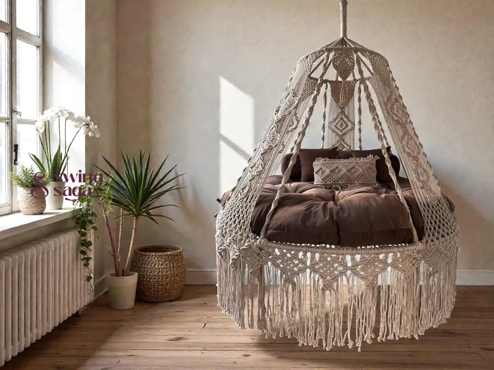 Peach Clay  Macrame Bed Swing - Swing Saga