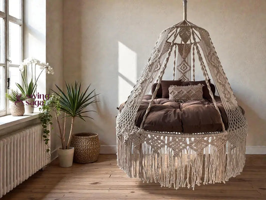 Peach Clay  Macrame Bed Swing - Swing Saga
