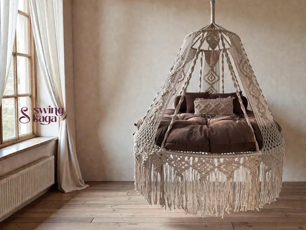 Peach Clay  Macrame Bed Swing - Swing Saga