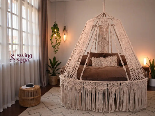 Peach Clay  Macrame Bed Swing - Swing Saga