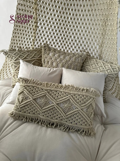 Lumi Bed Swing – Macrame Hanging Bed & Boho Indoor Daybed Chair - Ivory / 60 inches