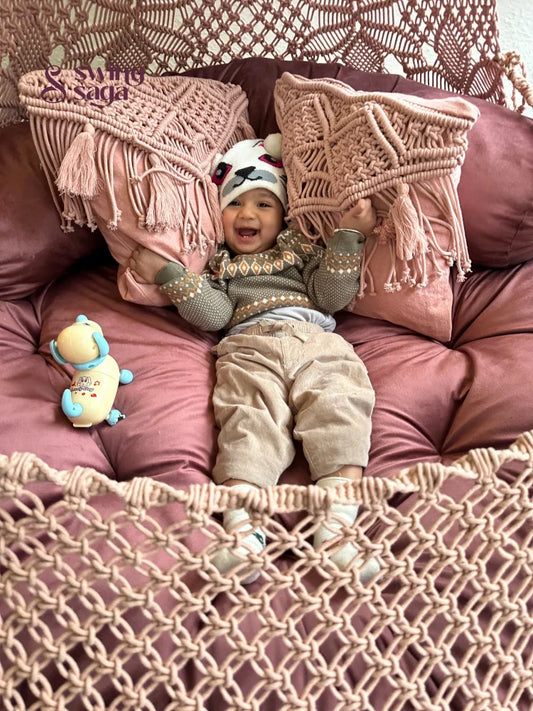 Lush Lux Pink Macrame Bed Swing - Swing Saga