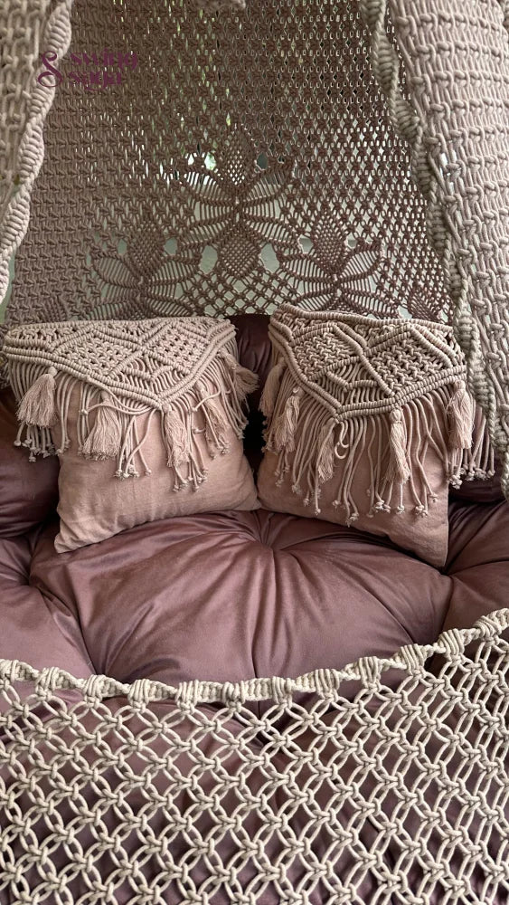 Lush Lux Pink Macrame Bed Swing - Swing Saga