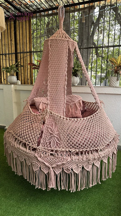 Lush Lux Pink Macrame Bed Swing - Swing Saga