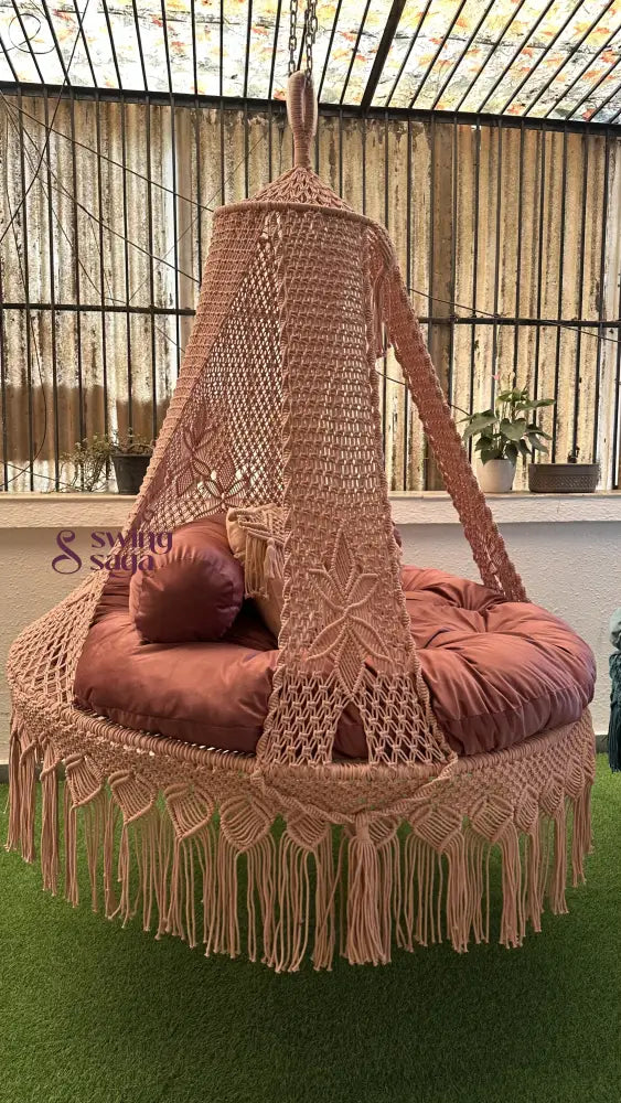 Lush Lux Pink Macrame Bed Swing - Swing Saga
