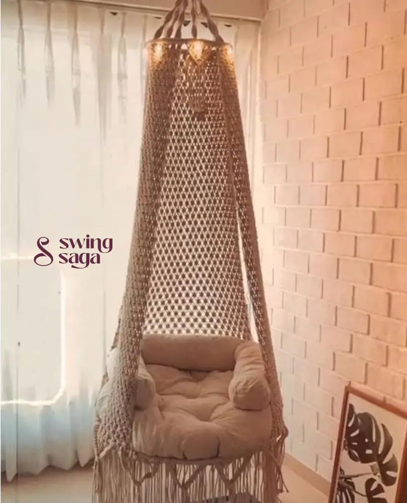 Cream White single seater hanging chair - Swing Saga