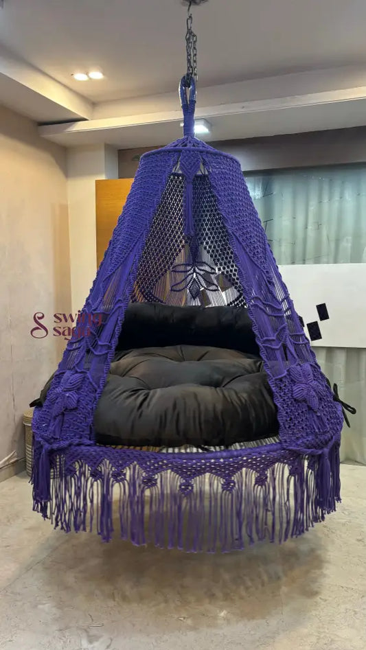 Dark Purple  Macrame Bed Swing - Swing Saga