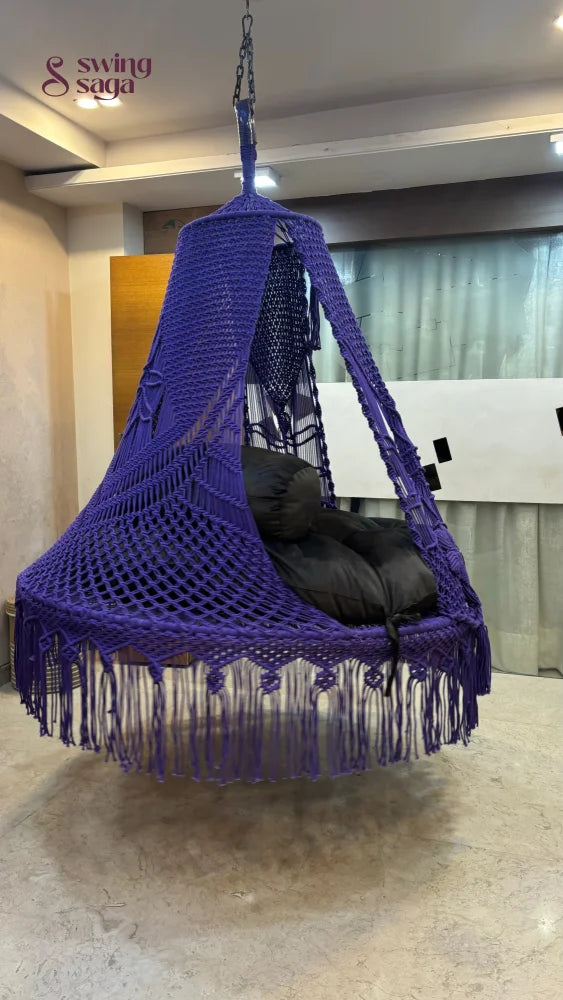 Dark Purple  Macrame Bed Swing - Swing Saga