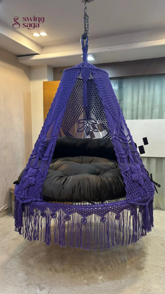 Dark Purple  Macrame Bed Swing - Swing Saga