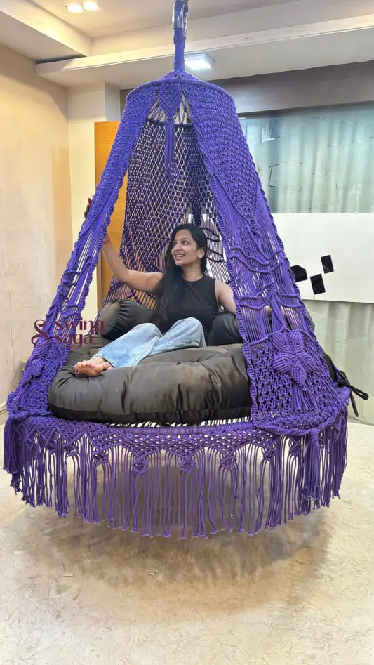 Dark Purple  Macrame Bed Swing - Swing Saga