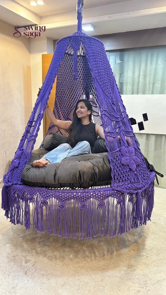 Dark Purple  Macrame Bed Swing - Swing Saga