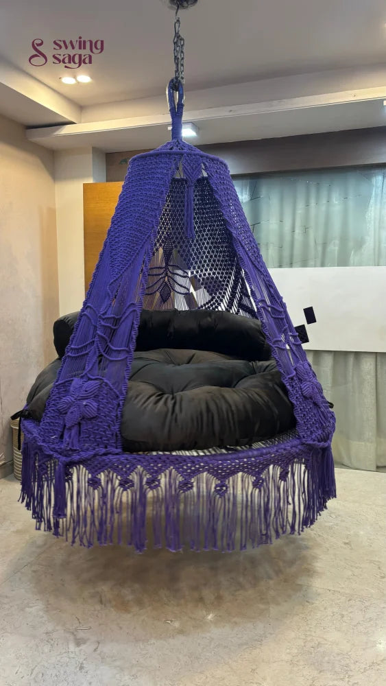Dark Purple  Macrame Bed Swing - Swing Saga