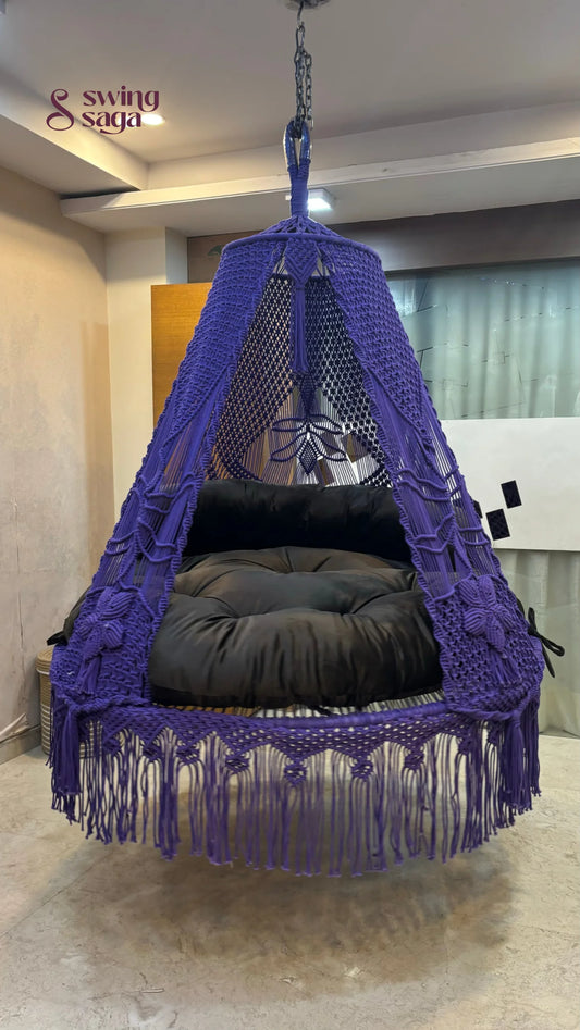 Dark Purple  Macrame Bed Swing - Swing Saga