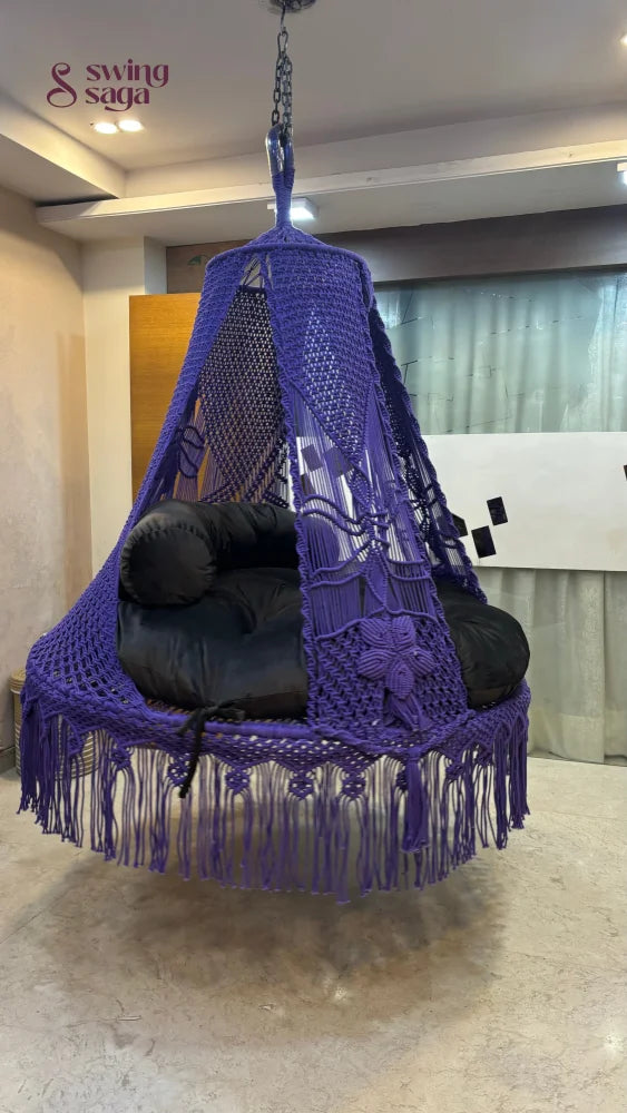 Dark Purple  Macrame Bed Swing - Swing Saga