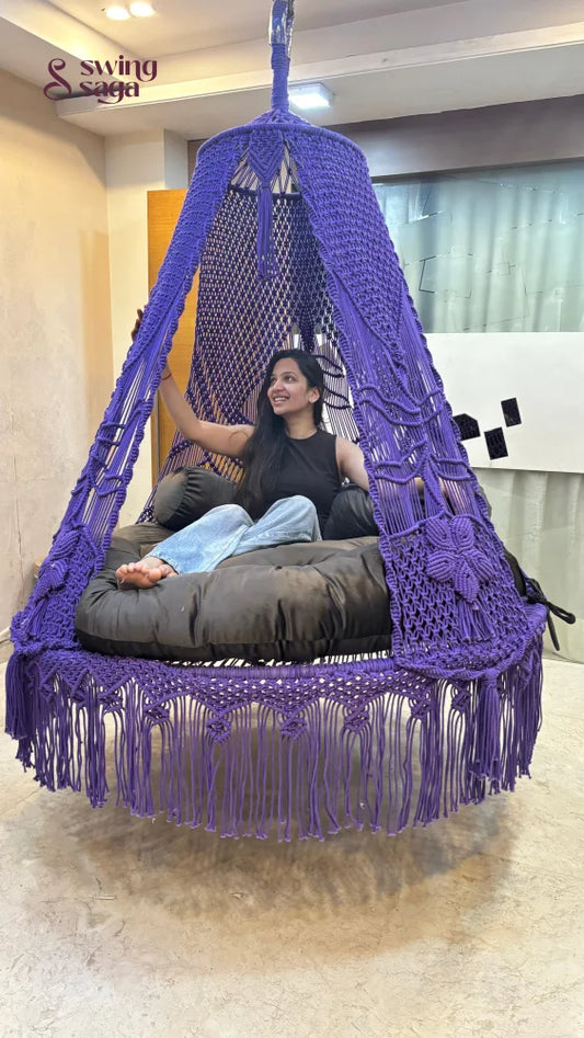 Dark Purple  Macrame Bed Swing - Swing Saga