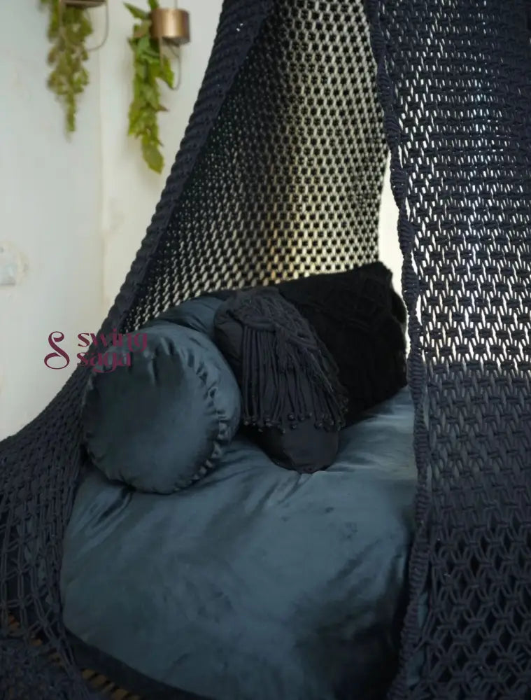 Black Macrame Bed Swing - Swing Saga