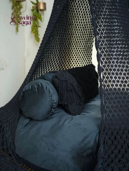 Black Macrame Bed Swing - Swing Saga