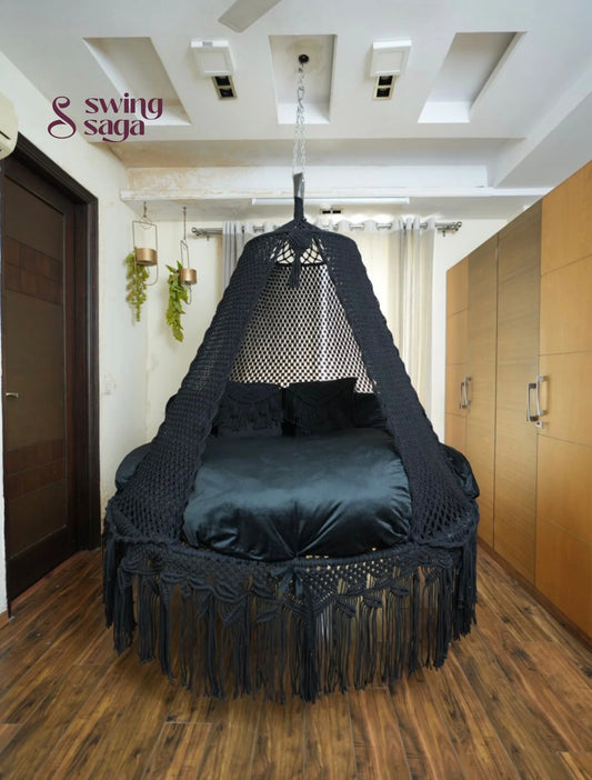 Black Macrame Bed Swing - Swing Saga
