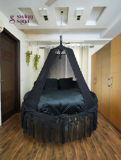 Black Macrame Bed Swing - Swing Saga