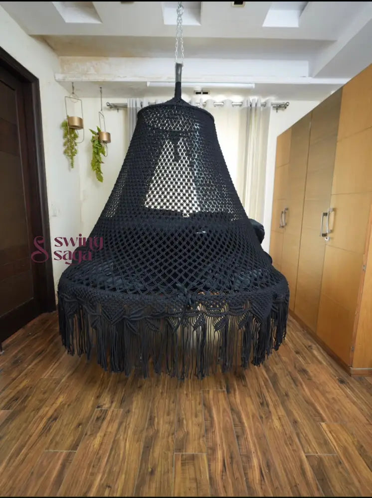 Black Macrame Bed Swing - Swing Saga