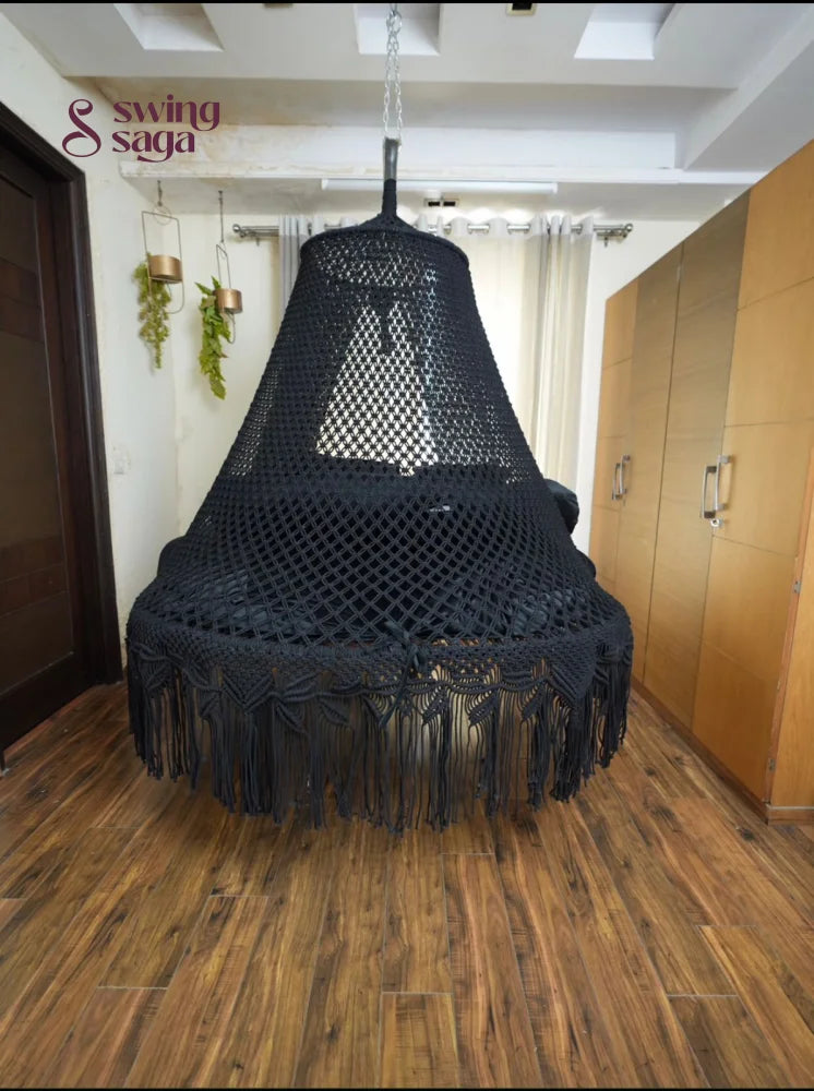 Black Macrame Bed Swing - Swing Saga