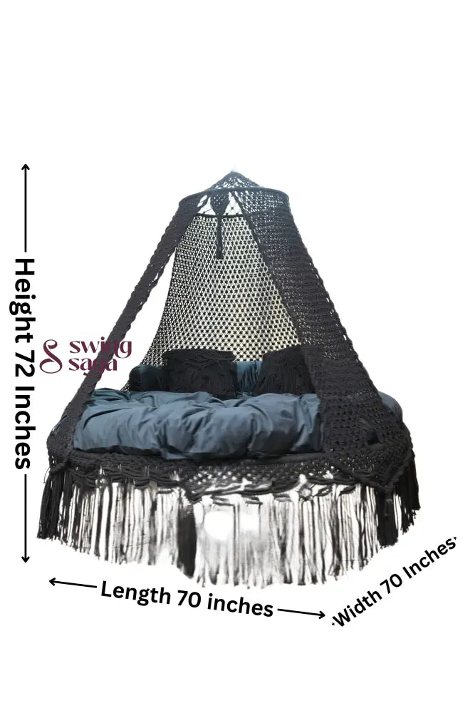 Black Macrame Bed Swing - Swing Saga