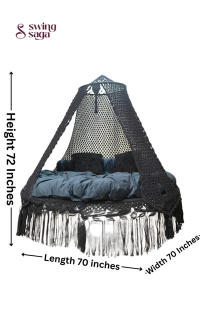 Black Macrame Bed Swing - Swing Saga